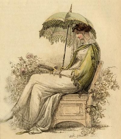 Promenade dress and parasol, Ackerman's Repository, 1813