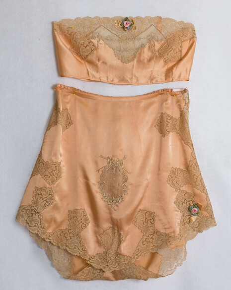 1920s silk bandeau bra and tap pants