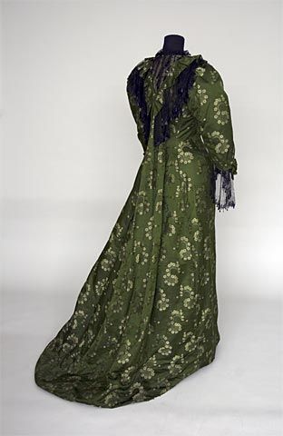 Green Tea gown, with watteau-style back, c.1890