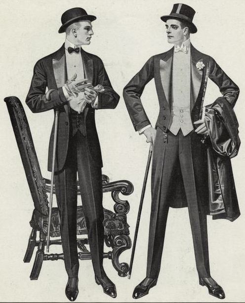1912 Black tie and white tie styles for men