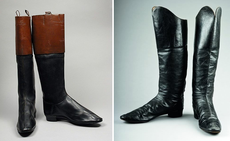 Riding or Top Boots (left) and Hessian Boots (right)