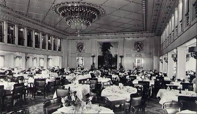 Photograph of the First Class Dining Room of the Titanic