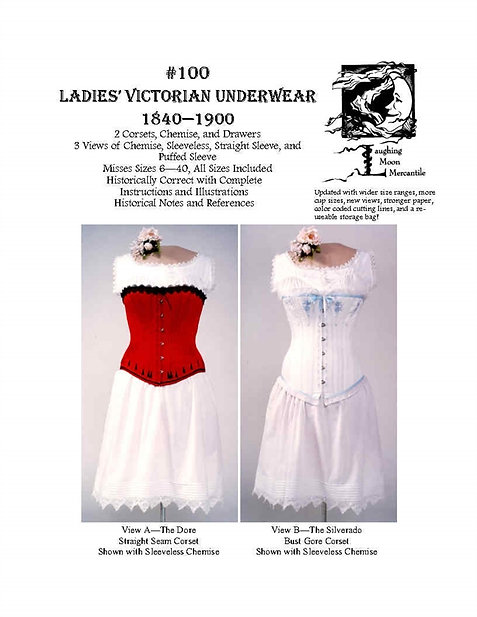 Civil War Victorian Underwear Bloomers Chemise Corset size 6 to 20 UNcut